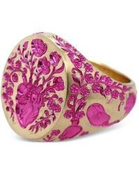Castro Smith - 9kt Heavy Heart Gelbgold-Siegelring in Pink - Lyst