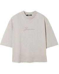 Jacquemus - Cropped T Shirt With Embroidered Logo - Lyst