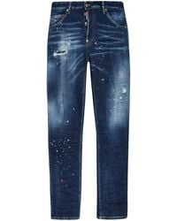 DSquared² - Cotton And Patent Leather Slim-Fit Jeans - Lyst
