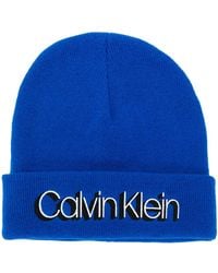 Calvin Klein Mütze mit Logo-Print - Blau