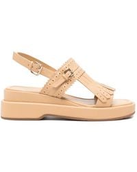 Bruno Premi - Fringe-Detail Perforated Sandals - Lyst