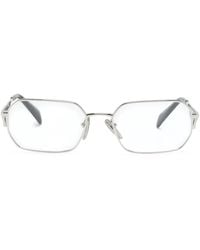 Prada - Triangle-Logo Rectangle-Frame Glasses - Lyst