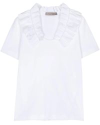 D.exterior - Ruffled-Collar Jersey T-Shirt - Lyst