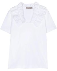 D.exterior - Ruffled-Collar Jersey T-Shirt - Lyst