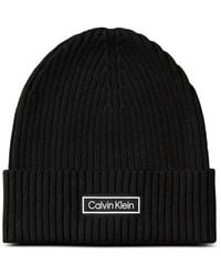 Calvin Klein - Logo-Patch Ribbed Beanie - Lyst