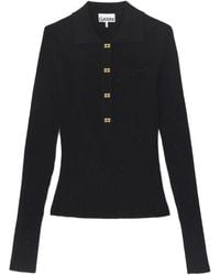 Ganni - Fine Sequin Knitted Polo - Lyst