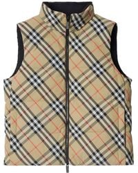 Burberry - Check-Print Reversible Puffer Gilet - Lyst