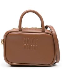 Miu Miu - Embossed-logo Leather Mini Bag - Lyst