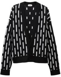 Versace - Embroidered-Logo Wool Knit Cardigan - Lyst
