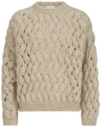 Brunello Cucinelli - Dazzling Zigzag-Cables Sweater - Lyst