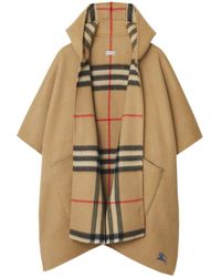 Burberry - Ekd-embroidered Hooded Cashmere Cape - Lyst