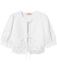 Twinset - Linen And Broderie Anglaise Shirt - Lyst
