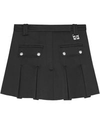 Ganni - Pleated Miniskirt With Details - Lyst