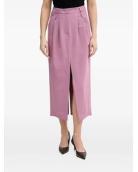 Sisley - Pleat-Detail Midi Skirt - Lyst