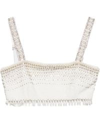 Elisabetta Franchi - Top Crop Con Perle - Lyst