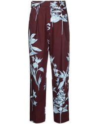 forte_forte - Floral-Pattern Cotton Straight-Leg Trousers - Lyst