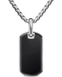 David Yurman - Sterling Chevron Onyx Tag (27Mm) - Lyst