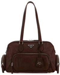 Prada - Large Zip Leather Shoulder Bag - Lyst