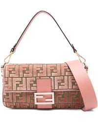 Fendi - Mittelgroße Baguette Schultertasche Mit Ff-Muster - Lyst