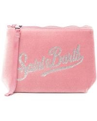 MC2 Saint Barth - Aline Logo-Embellished Velvet-Finish Clutch Bag - Lyst