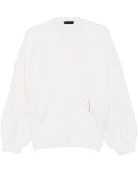 Liu Jo - V-Neck Brooch-Detail Sweater - Lyst