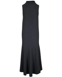 KHAITE - High-Neck Flared Midi Dress - Lyst