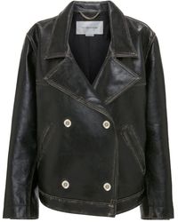 Victoria Beckham - Double-breasted Leather Jacket - Lyst