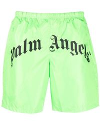 Palm Angels Badeshorts mit Logo-Print - Grün