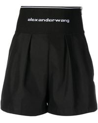 Alexander Wang - Short Van Katoen En Nylon Met Tailleband Met Merknaam - Lyst