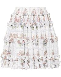 Needle & Thread - Floral Ruffled Mini Skirt - Lyst