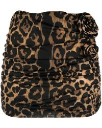Blumarine - Minifalda fruncida con estampado de leopardo - Lyst