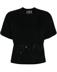 Elisabetta Franchi - T-Shirt mit Logo-Stickerei - Lyst
