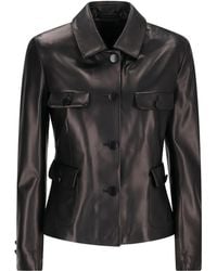 Tagliatore - Button-Fastening Flap-Pocket Leather Jacket - Lyst