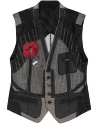 Undercover - Floral-appliqué Embroidered Waistcoat - Lyst