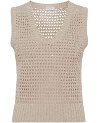 Brunello Cucinelli - Open Knit Cotton Top - Lyst