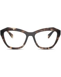 Prada - Tortoiseshell Geometric-Frame Glasses - Lyst