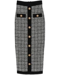 Balmain - Geruite Midi-Rok - Lyst