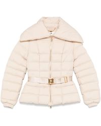 Elisabetta Franchi - Quilted Nude Jacket With Golden Zip - Lyst