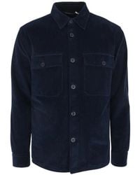 120% Lino - Corduroy-Effect Pocket Overshirt - Lyst