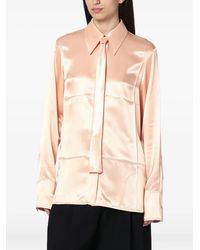 Jil Sander - Satin Tie-Neck Shirt - Lyst