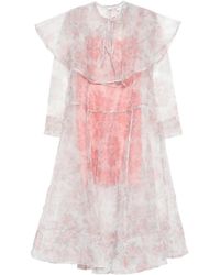 Ganni - Vestido midi con motivo floral y volantes - Lyst