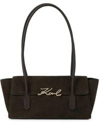 KARL LAGERFELD - K/Signature Elongated Suede Shoulder Bag - Lyst