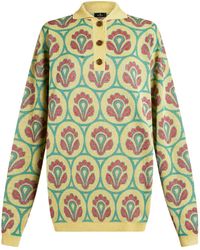 Etro - Floral-jacquard Polo Jumper - Lyst