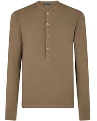 Tom Ford - Geripptes T-Shirt mit Knöpfen - Lyst