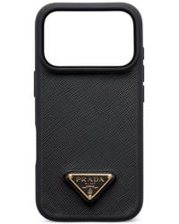 Prada - Enameled Metal Triangle Leather Iphone 17 Pro Max Phone Case - Lyst