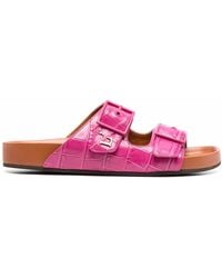 L'Autre Chose - Buckle Embossed Flat Sandals - Lyst