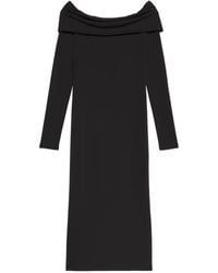 Calvin Klein - Off-Shoulder Long-Sleeved Midi Dress - Lyst
