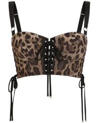 Dolce & Gabbana - Top En Tissu Stretch Leo-Print - Lyst