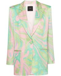 Pinko - Blazer en satin à imprimé abstrait - Lyst