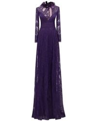 Gemy Maalouf - Patterned-Lace Long-Sleeves Maxi Dress - Lyst